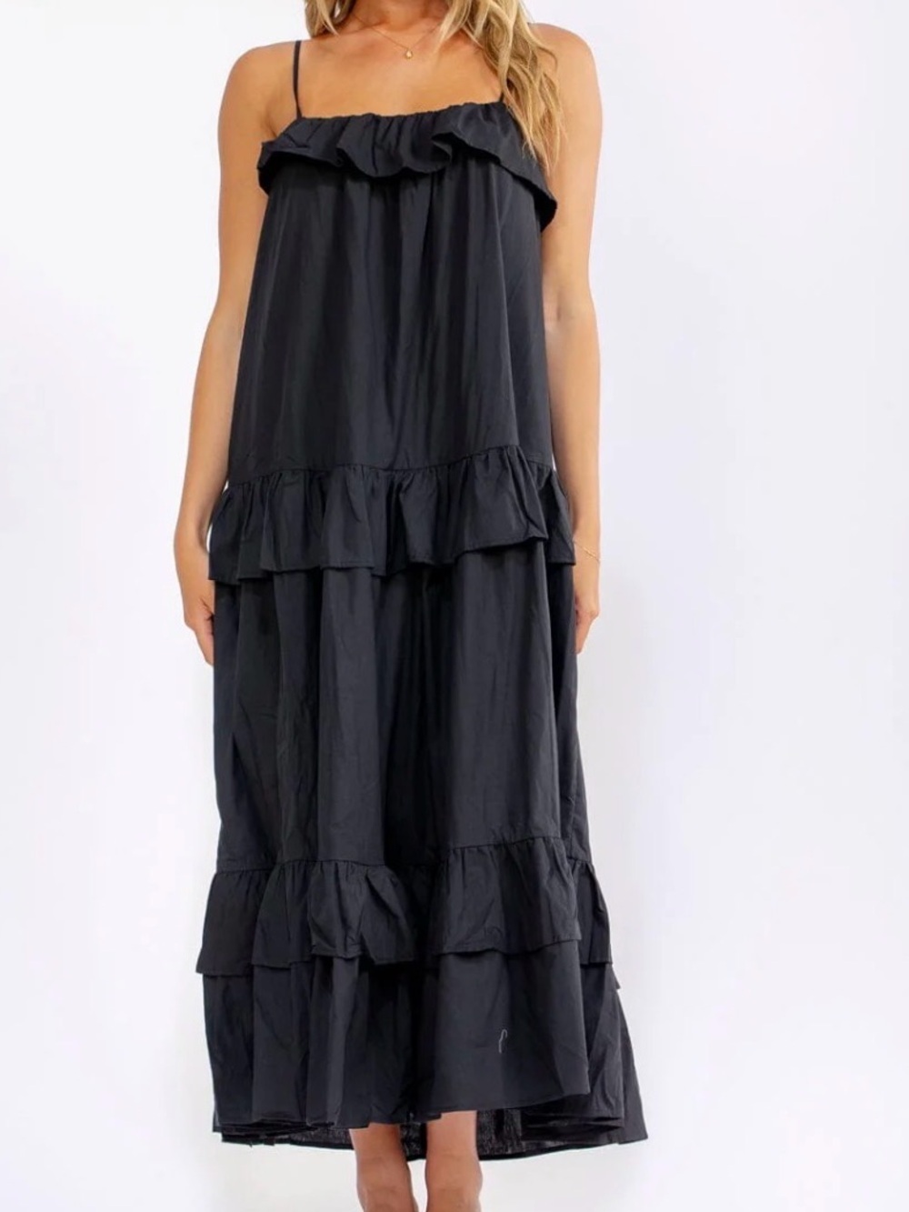 &Merci Black Ruffle Tiered Maxi Dress - Women